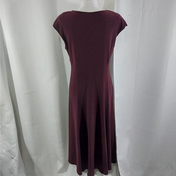 JONES WEAR DRESS! BURGUNDY RED DRAPEY, FLOWING CRISS-CROSS BODICE DRESS! SZ 12 - Picture 5 of 11